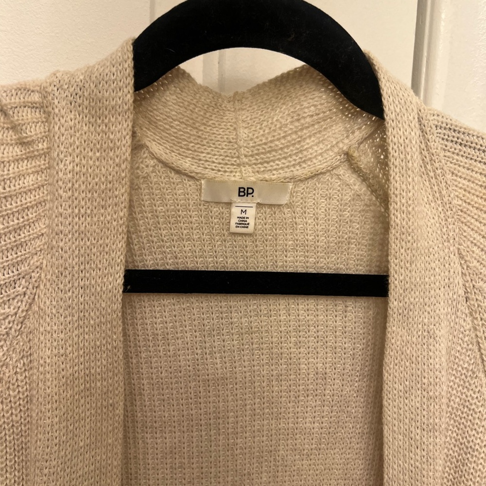 BP Cream knit rib trim long cardigan. Gently used. Size Medium